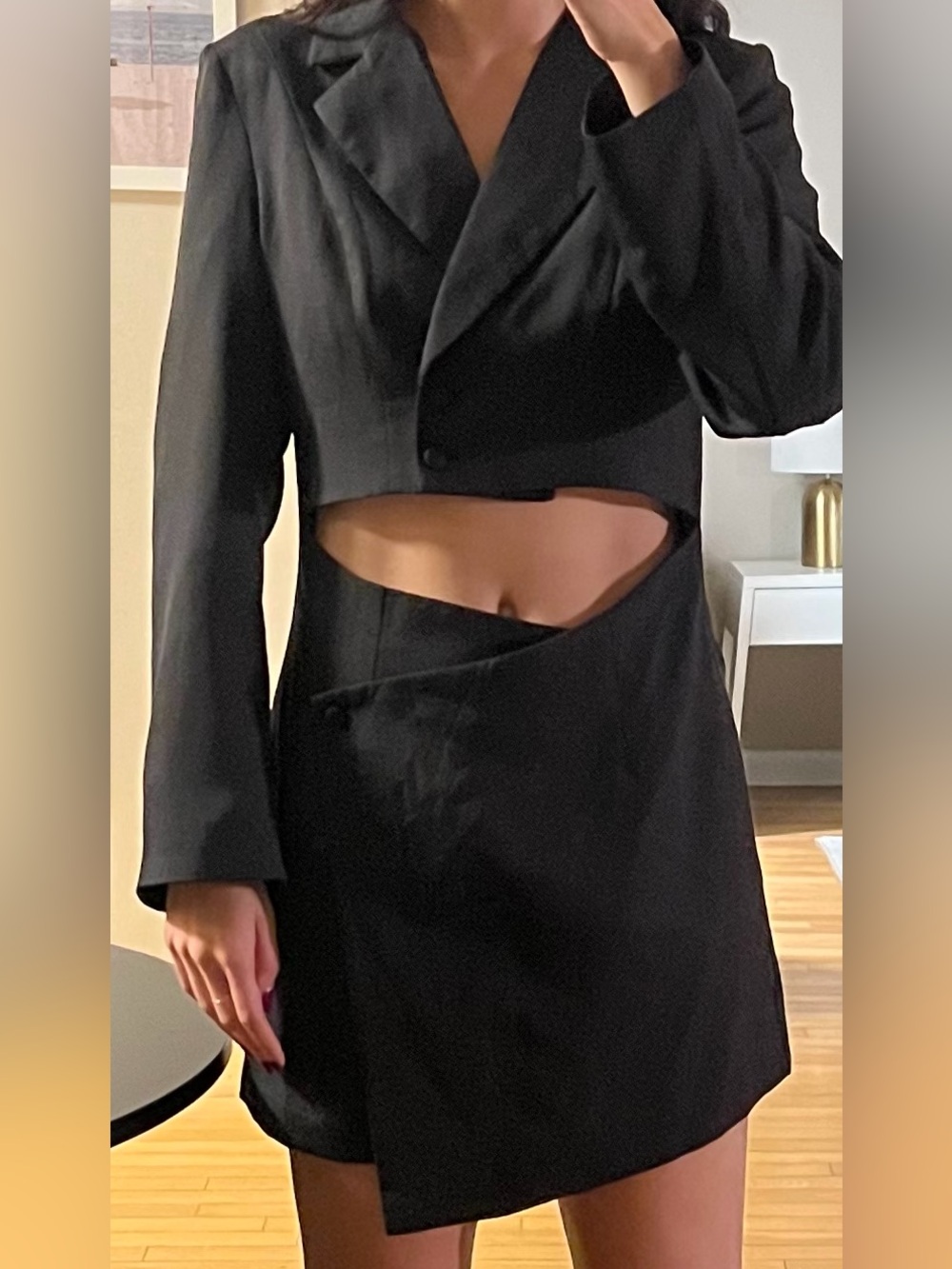 Beginning Boutique Black Cutout Asymmetric Blazer Jacket